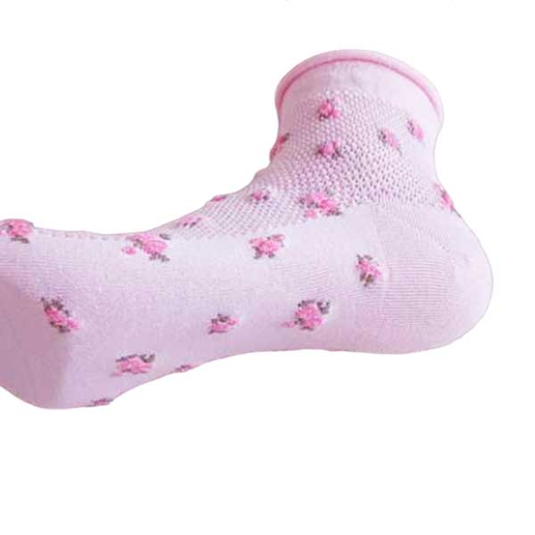 韓國襪子女︱立體精緻小花 捲邊襪口 透氣網 精梳棉 純棉 透氣 吸汗 舒適 短襪 粉紅