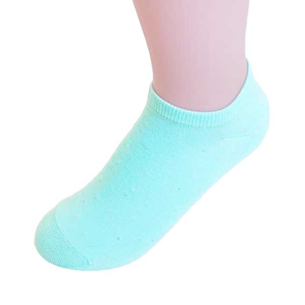 涼感 冰絲 細緻 舒適 彩色小點 船襪 粉綠