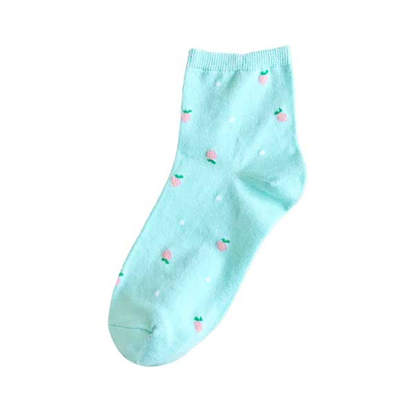 涼感襪推薦︱冰絲 細緻 舒適 草莓點點 短襪 粉綠
