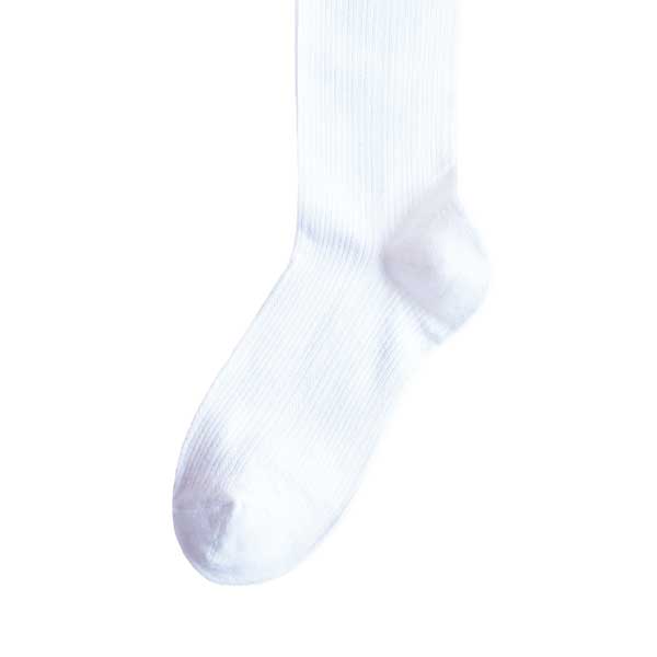 蝴蝶結刺繡 精緻壓紋 棉質 透氣 吸汗 舒適 膝下襪 及膝襪 白色
