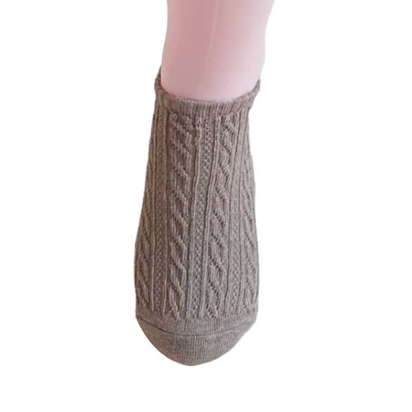 立體麻花 直條點點壓紋 純棉 透氣 吸汗 舒適 踝襪 淺咖