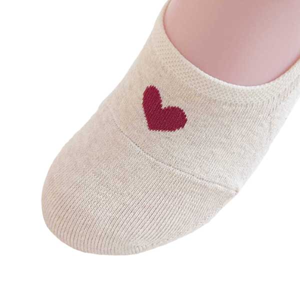 隱形襪推薦︱愛心刺繡 純棉 透氣 吸汗 舒適 杏色