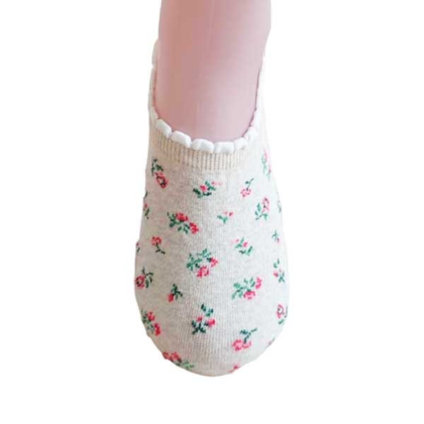 隱形襪推薦︱清新小花 花邊襪口 精梳棉 柔軟 舒適 淺褐