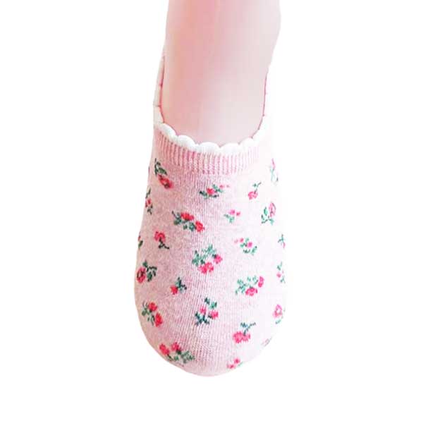 隱形襪推薦︱清新小花 花邊襪口 精梳棉 柔軟 舒適 粉紅