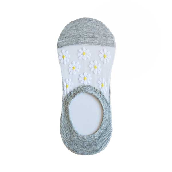 不脫落隱形襪︱小雛菊 精梳棉 純棉 透氣 吸汗 舒適 透膚 水晶襪 灰色
