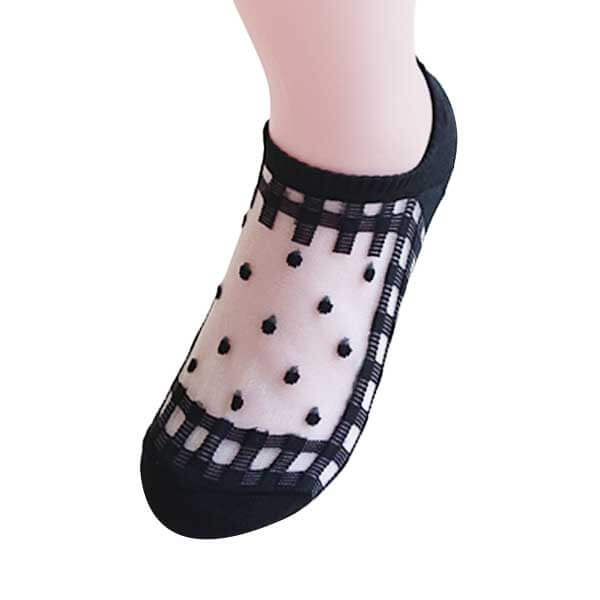 透明襪︱時尚 點點 格紋 透膚 水晶襪 船襪 黑色