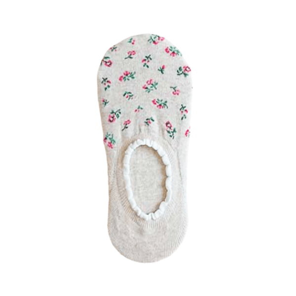 隱形襪推薦︱清新小花 花邊襪口 精梳棉 柔軟 舒適 淺褐